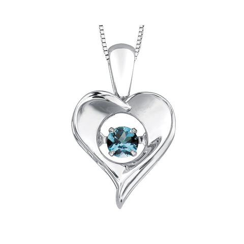 Sterling Silver Blue Topaz Heart Pendant