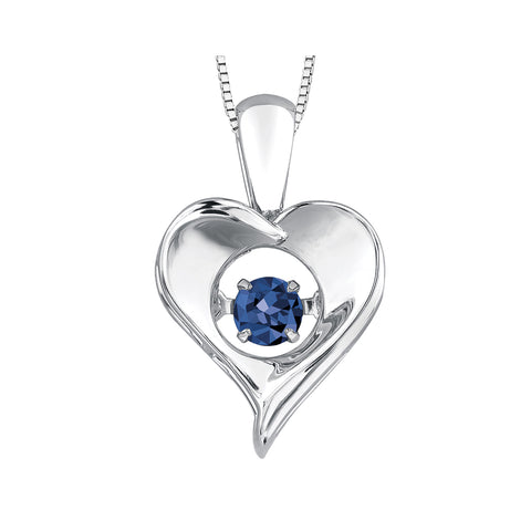 Sterling Silver Sapphire Heart Pendant