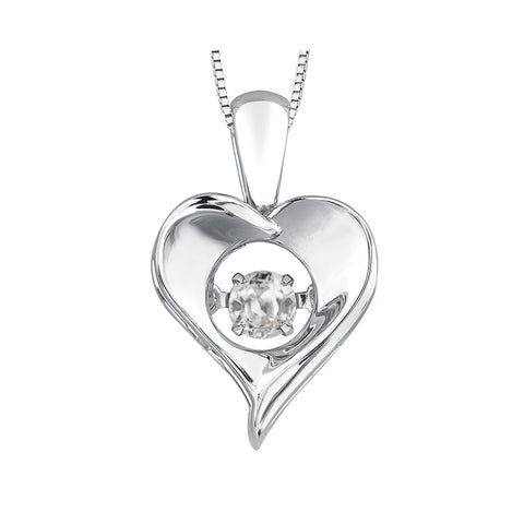 Sterling Silver White Topaz Heart Pendant