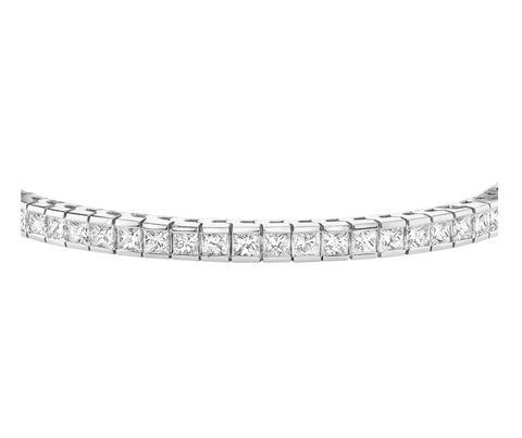 14kt White Gold 5.00ttw Certified Princess Cut Diamond Tennis Bracelet