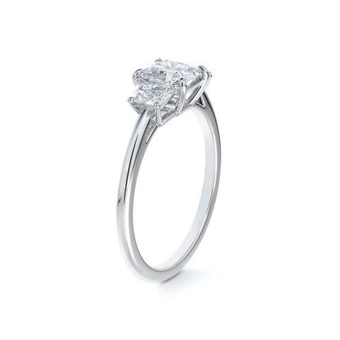 Platinum 1.40cttw Cushion Micaela's Three Stone Illusion Engagement Ring