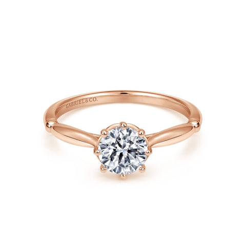 14kt Rose Gold Round Solitaire Semi Mount