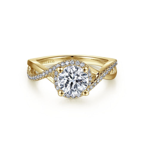 14kt Yellow Gold Round Halo Diamond Engagement Ring