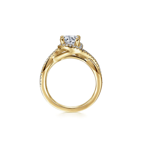 14kt Yellow Gold Round Halo Diamond Semi-Mount