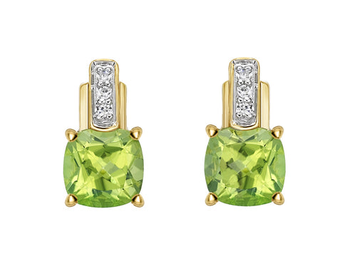 10kt Yellow Gold Peridot and Diamond Earrings