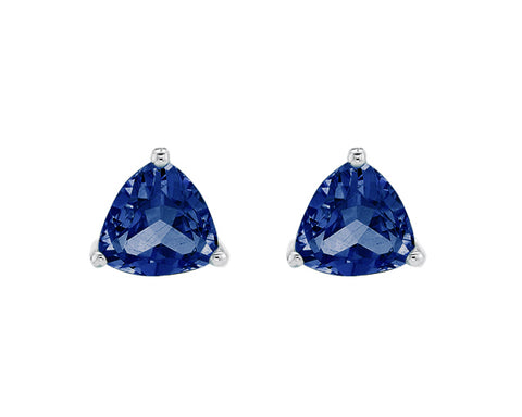 10kt White Gold Created Blue Sapphire Stud Earrings