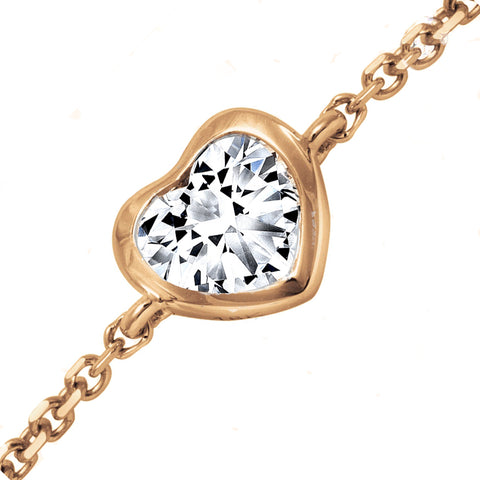 18kt Rose Gold 0.35ct Heart Shaped Diamond Chain Bracelet