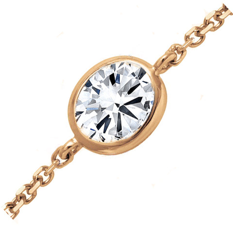 18kt Rose Gold 0.33ct Oval Cut Diamond Chain Bracelet