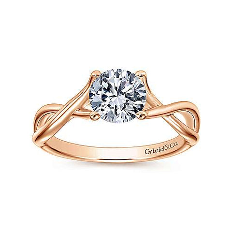 14kt Rose Gold Twisted Solitaire Semi Mount