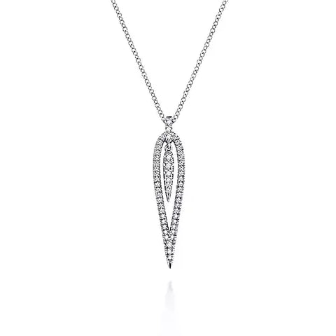 14kt White Gold Gabriel And Co. Open Teardrop Diamond Pendant Necklace