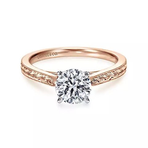 14kt Rose And White Gold Solitaire Semi Mount