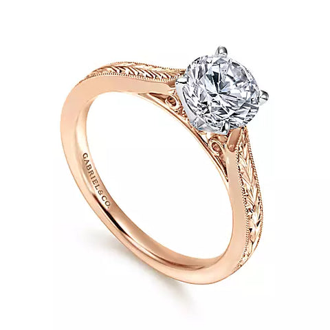 14kt Rose And White Gold Solitaire Semi Mount