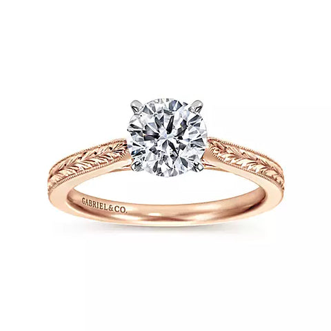14kt Rose And White Gold Gabriel And Co. Solitaire Semi Mount
