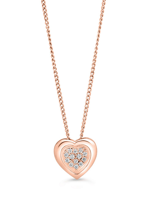 10kt Rose Gold Diamond Pave Heart Pendant