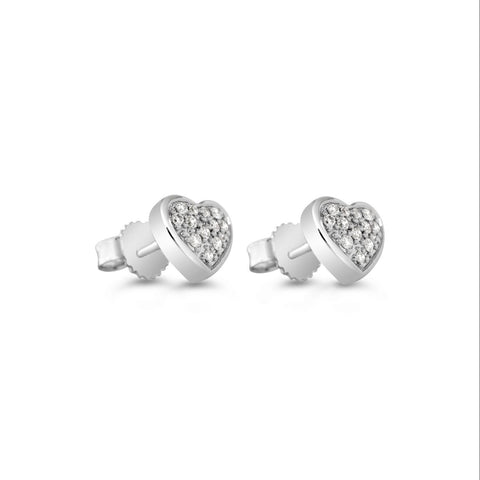 10kt White Gold 0.10cttw Diamond Pave Heart Stud Earrings