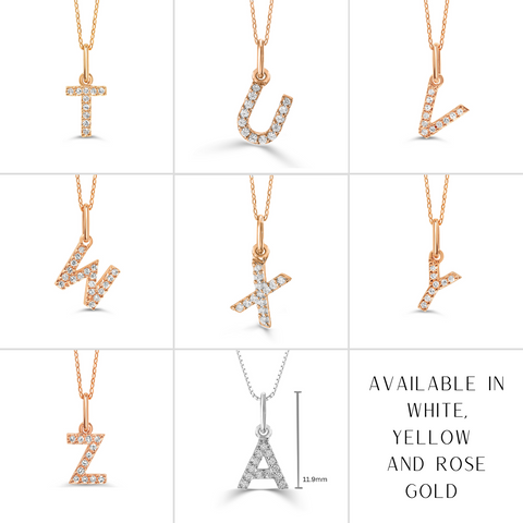 10kt Rose Gold Diamond Initial Pendant with 18-inch Chain