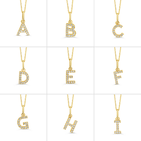 10kt Yellow Gold Diamond Initial Pendant with 18-inch Chain