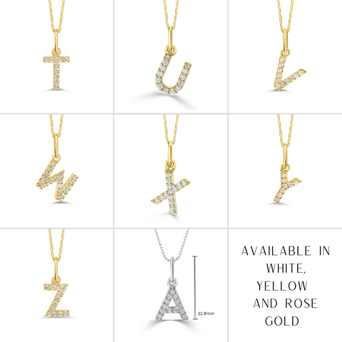10kt Yellow Gold Diamond Initial Pendant with 18-inch Chain