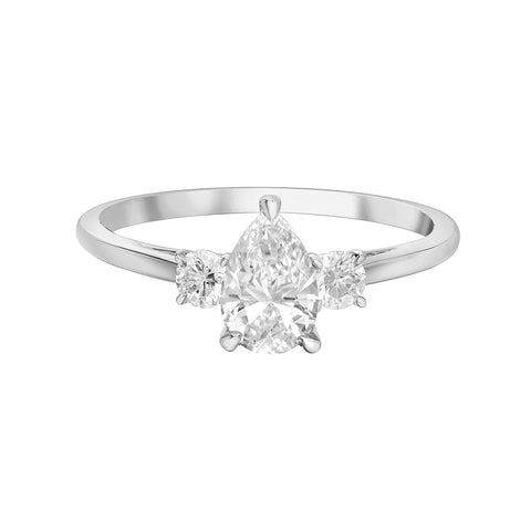 14kt White Gold 1.05cttw Lab Created Pear Three Across Ring