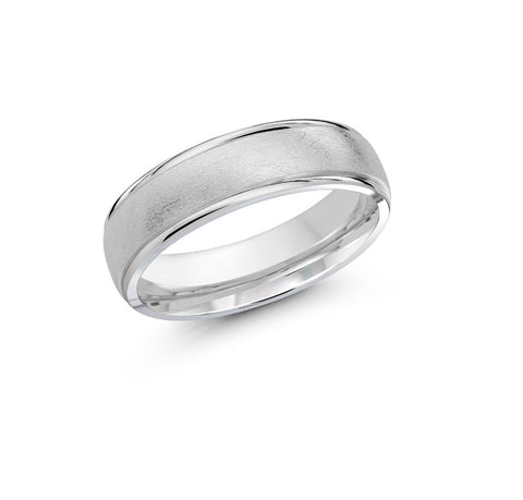 10kt White Gold Scratched Detailed Center Wedding Band