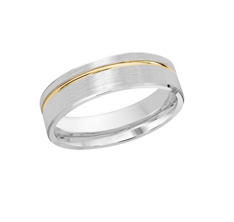 10kt White And Yellow Gold Satin Finished Wedding Band