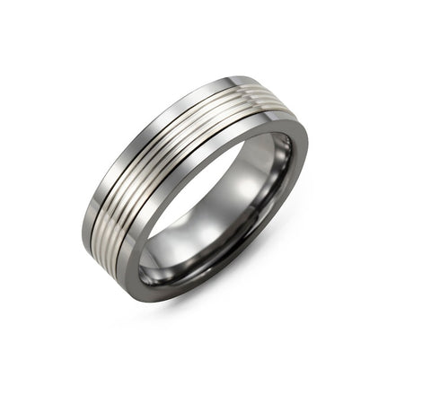 Carved Lines Wedding Band