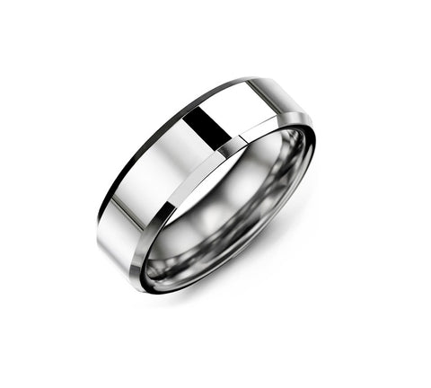 Polished & Bevelled Tungsten Wedding Ring