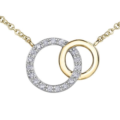 10kt Yellow Gold Double Circle Interlocking Necklace