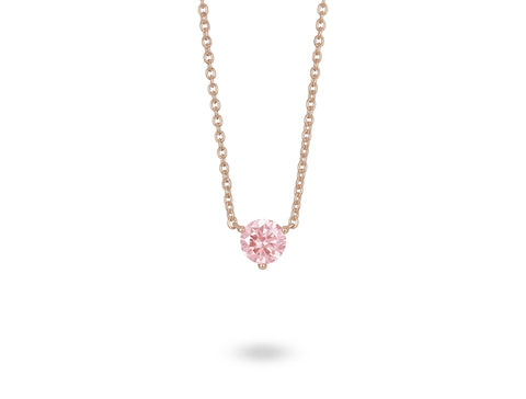 14kt Rose Gold 1.00ct Lab-Grown Pink Solitaire Diamond Pendant