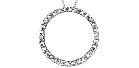 10kt White Gold Diamond Circle Pendant
