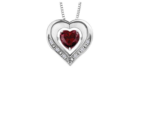 Sterling Sliver and 10kt White Gold Diamond And Ruby Heart Pendant