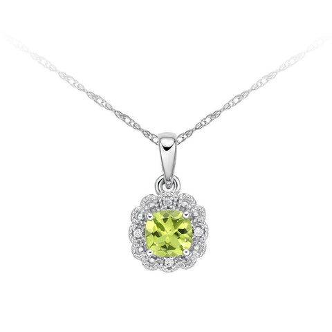 10kt White Gold Peridot and Diamond Pendant