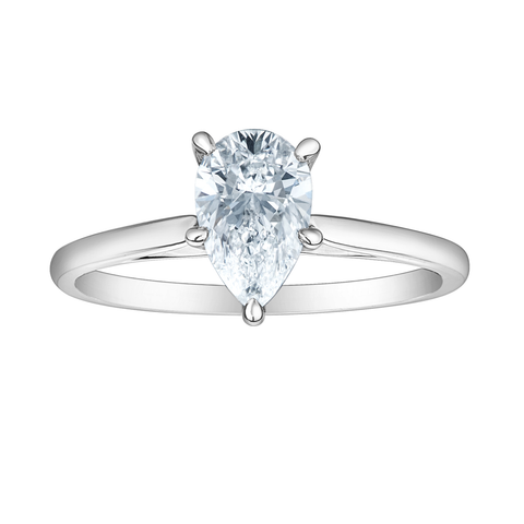 14kt White Gold 3.01ct Lab-Created Pear Solitaire Engagement Ring