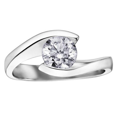 18kt White Gold 1.00ct Round Certified Canadian Solitaire Diamond Engagement Ring