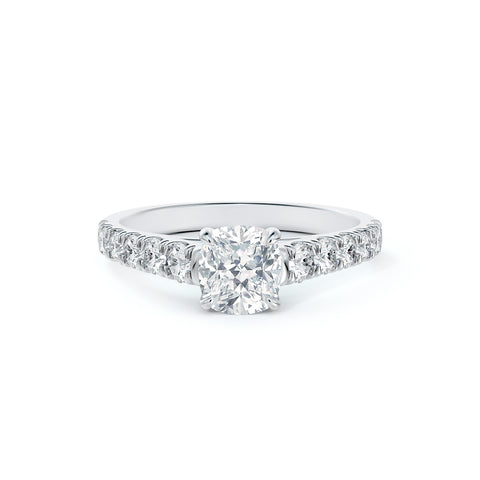 Portfolio Cushion Diamond Engagement Ring with Diamond Band