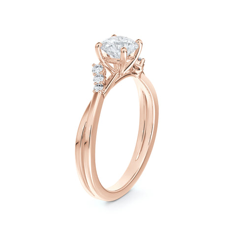 Portfolio Round Engagement Ring with Twisted Diamond Accent Band