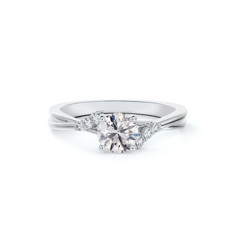 Portfolio Round Engagement Ring with Twisted Diamond Accent Band