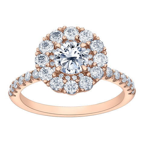 14kt Rose Gold 2.27cttw Canadian Diamond Halo Ring