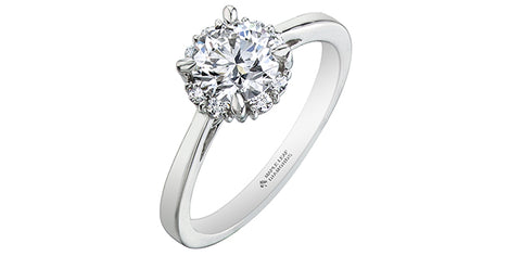 18kt White Gold Round 0.82cttw Canadian Diamond Halo Engagement Ring