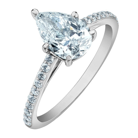 14kt White Gold 1.70cttw Pear CANADIAN Diamond Engagement Ring