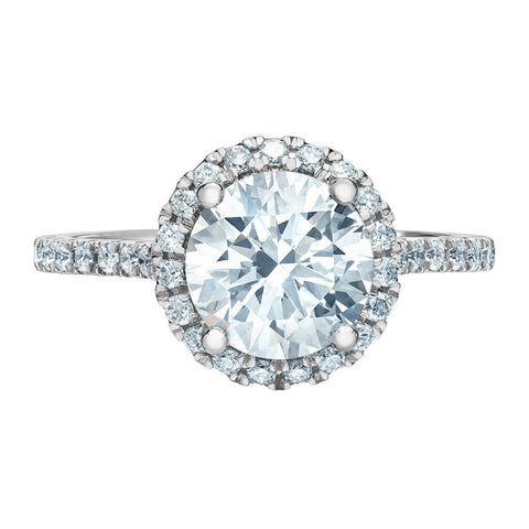 14kt White Gold 1.44cttw Lab-Grown Round Diamond Halo Engagement Ring