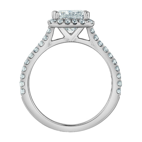 14kt White Gold 1.92cttw Lab-Grown Princess Cut Diamond Halo Engagement Ring