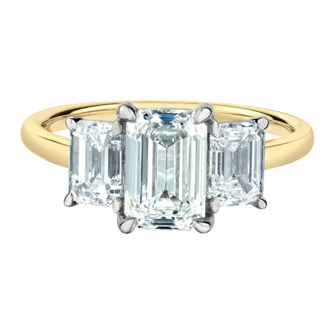 14kt Yellow Gold 2.52cttw Lab-Grown Three-Across Emerald Diamond Engagement Ring