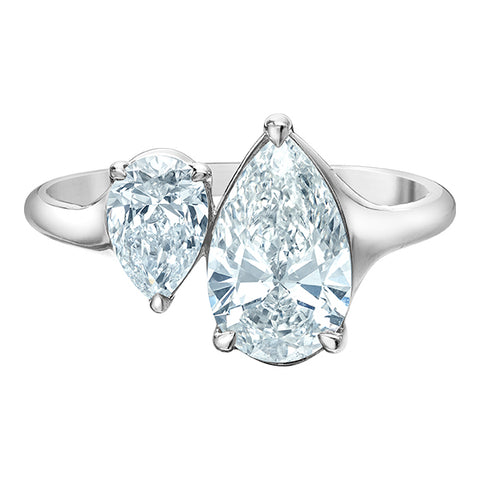 14kt White Gold 2.55cttw Lab-Created Pear Diamond Engagement Ring