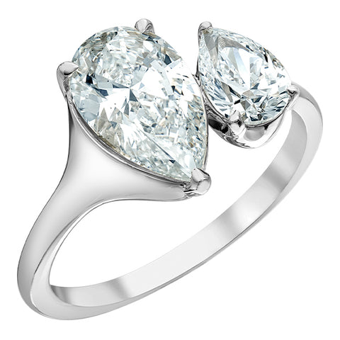 14kt White Gold 2.55cttw Lab-Created Pear Diamond Engagement Ring