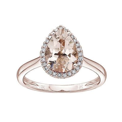 14kt Rose Gold Morganite and Diamonds Halo Ring
