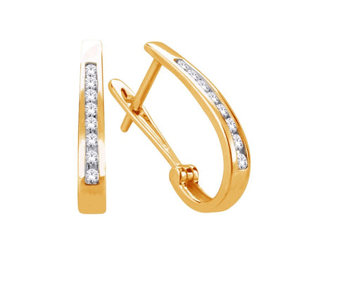 10kt Yellow Gold Diamond Oval Hoop Earring