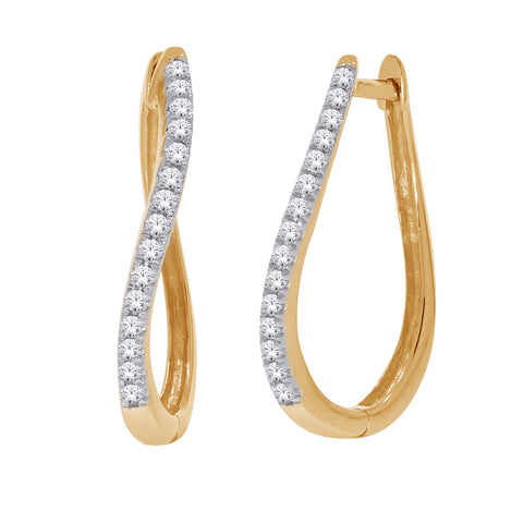 10kt Yellow Gold 0.50cttw Diamond Twisted Hoop Earrings