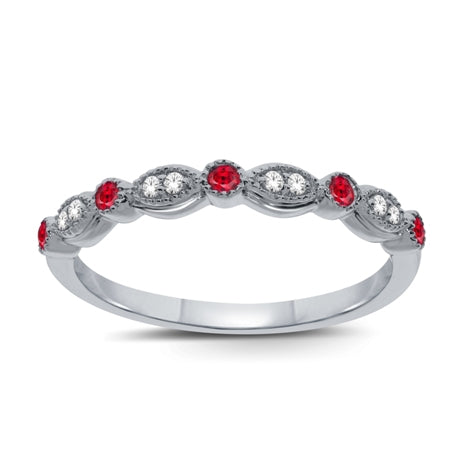 10kt White Gold Ruby And Diamond Ring