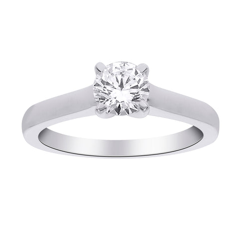 14kt White Gold 1.00ct Round Solitaire Diamond Engagement Ring